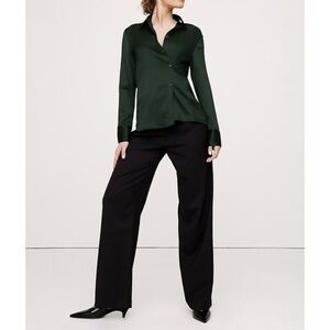 Banana Republic | crinkle asymmetrical shirt in dark juniper green